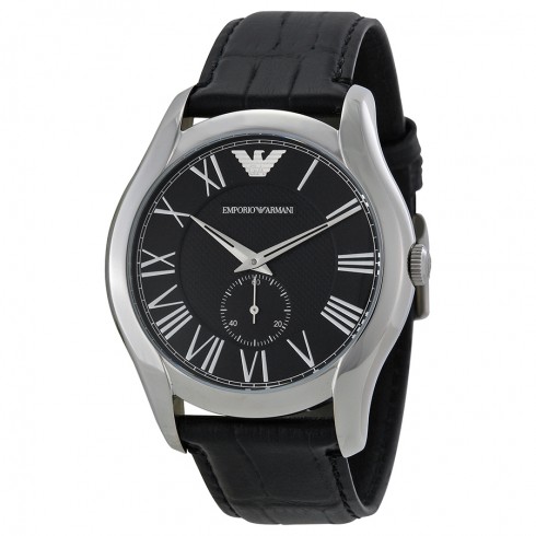 Armani Classic Black Dial Black Leather Strap Men's Watch AR1703 watches