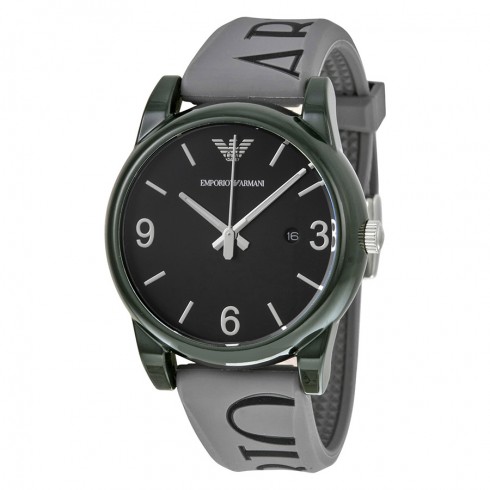 Armani Classic Black Dial Grey Silicone Men's Watch AR1067 watches