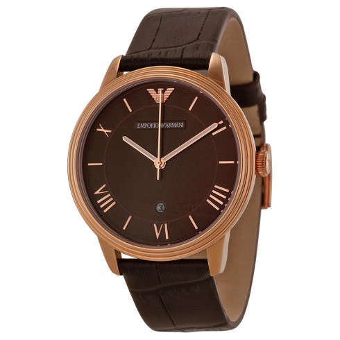 Armani Classic Chronograph Brown Dial Brown Leather Strap Men's Watch AR1613 watches