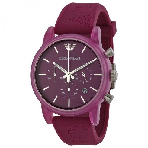 Armani Classic Chronograph Fuchsia Dial Fuchsia Silicone Strap Unisex Watch AR10 watches