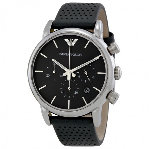 Armani Classic Chronograph Grey Dial Grey Leather Strap Men's Watch AR1735 watches