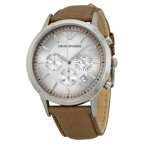 Armani Classic Chronograph Textured Degrade Dial Taupe Leather Men's Watch AR2471 watches