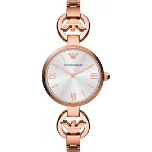 Armani Classic Silver Dial Ladies Rose Gold Tone Dress Watch watches