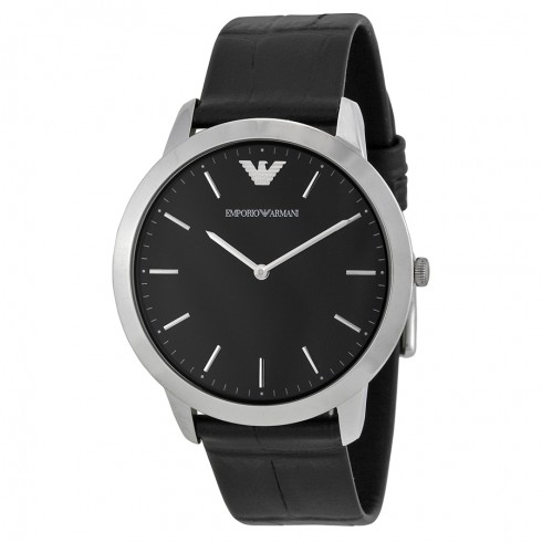 Armani Retro Black Dial Black Leather Strap Men's Watch AR1741 watches