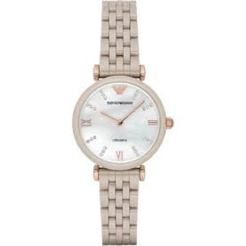 Armani Retro White Mother Of Pearl Dial Ladies Watch AR1498 watches