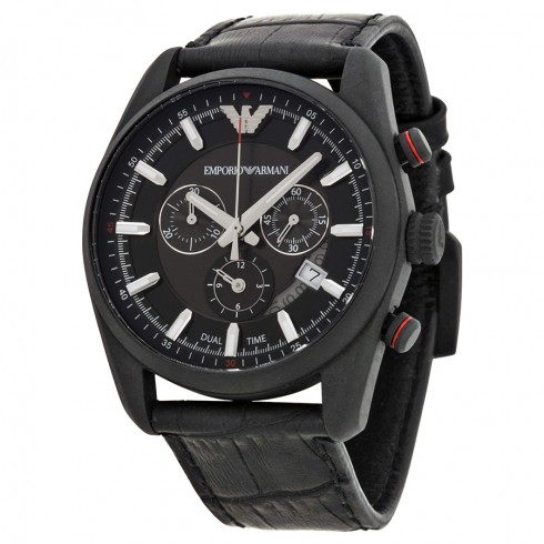 Armani Sportivo Black Dial BlackLeather Strap Men's Watch AR6035 watches