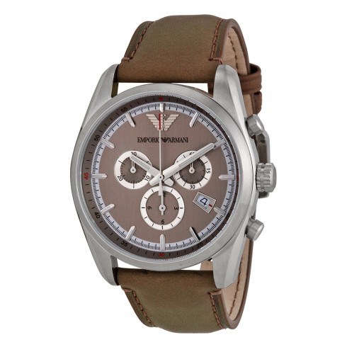 Armani Sportivo Cream Dial Taupe Leather Strap Men's Watch AR6040 watches