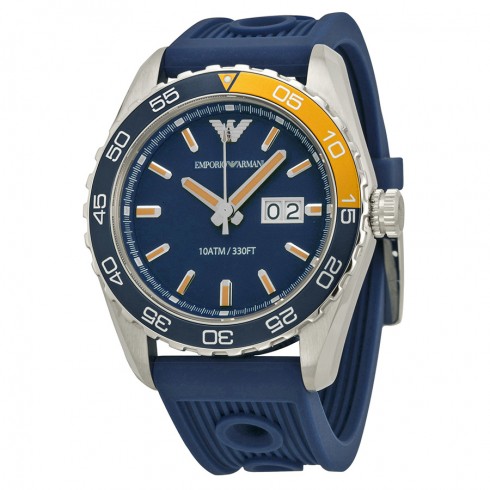 Armani Sportivo Navy Dial Navy Silicone Strap Men's Watch AR6045 watches