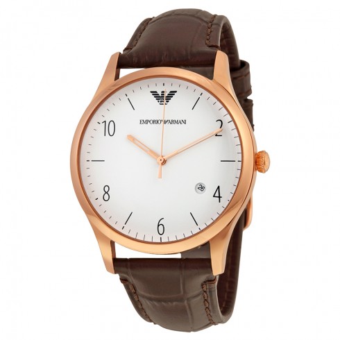 Armani White Dial Brown Leather Men's Watch AR1915 watches