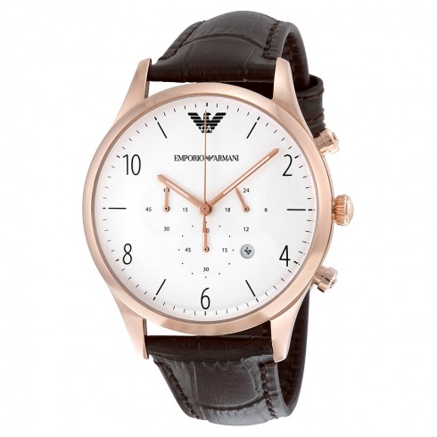 Armani White Dial Chronograph Leather Men's Watch AR1916 watches