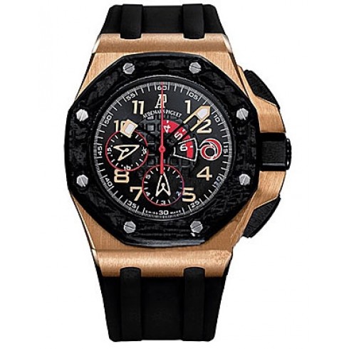 Audemars Piguet Black Dial Chronograph 18kt Rose Gold Black Rubber Men's Watch 26062OROOA002CA01 watches