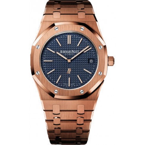 Audemars Piguet Extra-Thin Royal Oak Automatic Blue Dial 18 kt Rose Gold Men's Watch 15202OR.OO.1240OR.01 watches