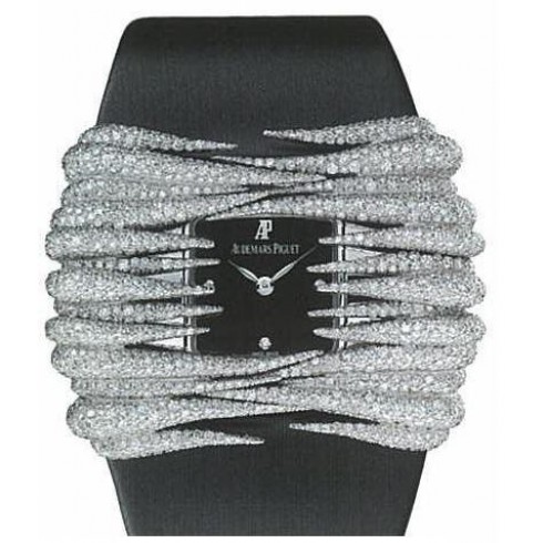 Replica Audemars Piguet Givrine Diamond White Gold Black Satin Ladies Watch 77224BC.ZZ.A007SU.01 Watch