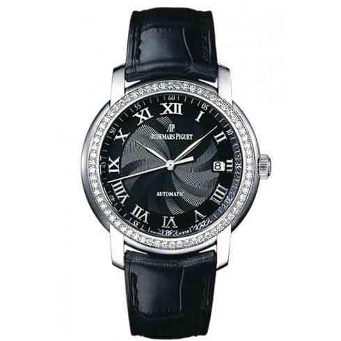 Audemars Piguet Jules Audemars Black Dial 18kt White Gold Diamond Black Leather Men's Watch 15140BCZZA002CR03 watches