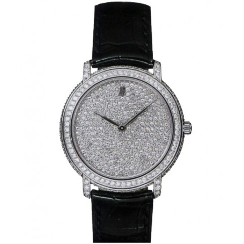 Audemars Piguet Jules Audemars Diamond Pave Dial Black Leather Ladies Watch 15123BC.ZZ.D001CR.01 watches