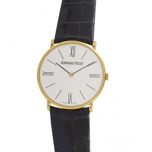 Audemars Piguet Jules Audemars Silver Dial Yellow Gold Case Black Leather Strap Ladies Watch 14667BA.OO.A001CR.01 watches