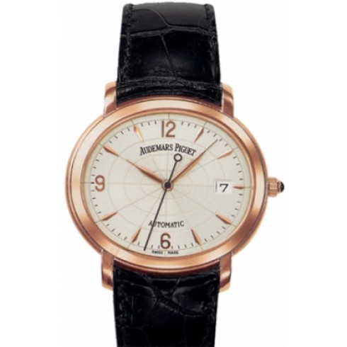 Audemars Piguet Millenary Silver Dial 18kt Rose Gold Black Leather Men's Watch 14908OR0D067CR01 watches