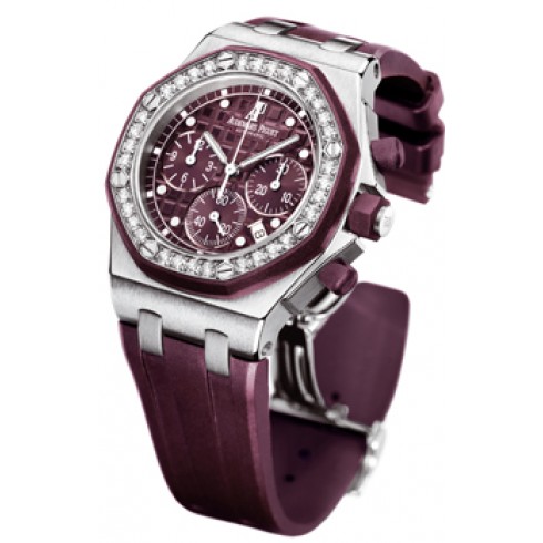 Audemars Piguet Purple Dial Rubber Strap Chronograph Ladies Watch 26048SKZZD066CA01 watches