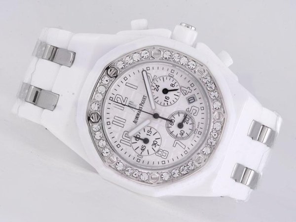 Audemars Piguet Royal Oak 25966BC.ZZ.1185BC.01 Womens White Ceramic Strap 36mm Watch watches
