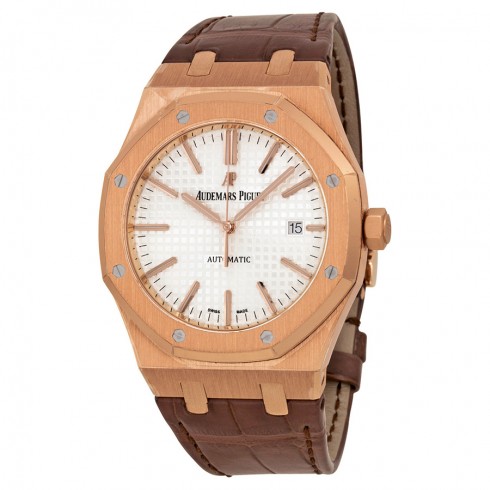 Audemars Piguet Royal Oak Automatic Silver Dial Brown Leather Strap Men's Watch 15400OROOD088CR01 watches