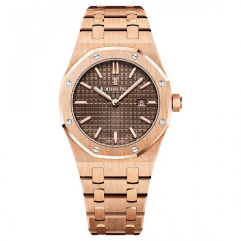 Audemars Piguet Royal Oak Brown Dial Ladies 18 Carat Pink Gold Watch 67650OR.OO.1261OR.01 watches