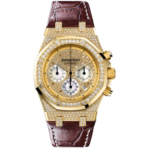 Replica Audemars Piguet Royal Oak Chronograph Diamond Pave 18 kt Yellow Gold Men's Watch 26067BA.ZZ.D088CR.01 Watch