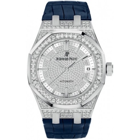 Audemars Piguet Royal Oak Diamond Pave Dial Blue Leather Strap Automatic Men's Watch 15452BCZZD019CR01 watches