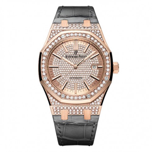 Audemars Piguet Royal Oak Diamond- Paved Dial 18 Carat Pink Gold Automatic Men's Watch 15402OR.ZZ.D003CR.01 watches