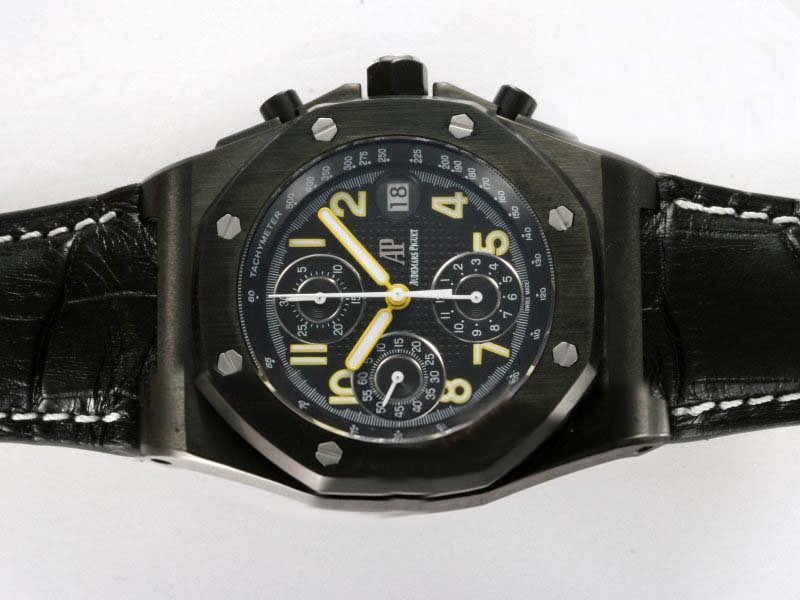 Replica Audemars Piguet Royal Oak Offshore 25770 Black Crocodile Leather Strap Mens Round Watch Watch