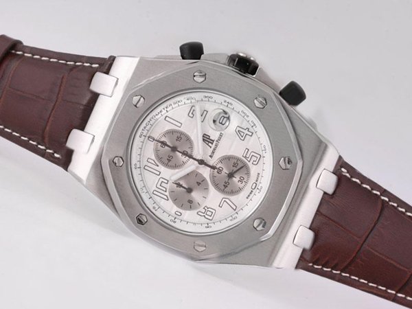 Audemars Piguet Royal Oak Offshore 26020ST.OO.D001IN.02.A 44mm Brown Cow Leather Strap Watch watches