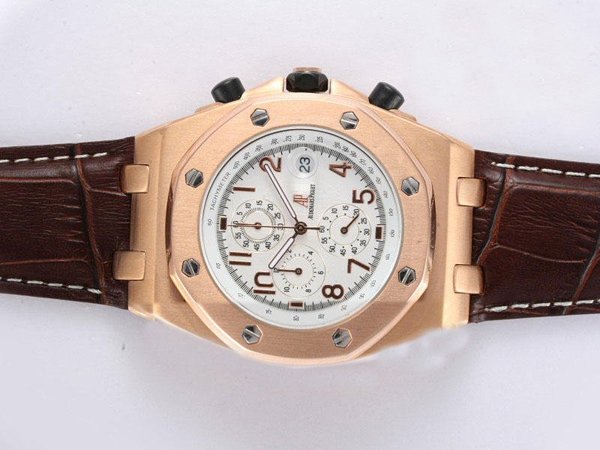 Audemars Piguet Royal Oak Offshore 26061OR.OO.D001CR.01 White Dial Round Rose Gold Case Watch watches