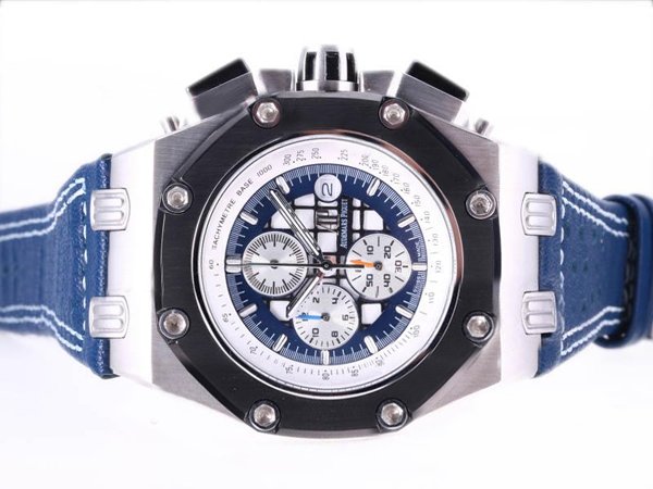 Audemars Piguet Royal Oak Offshore 26078PO.OO.D018CR.01 44mm Mens Blue Crocodile Leather Strap Watch watches