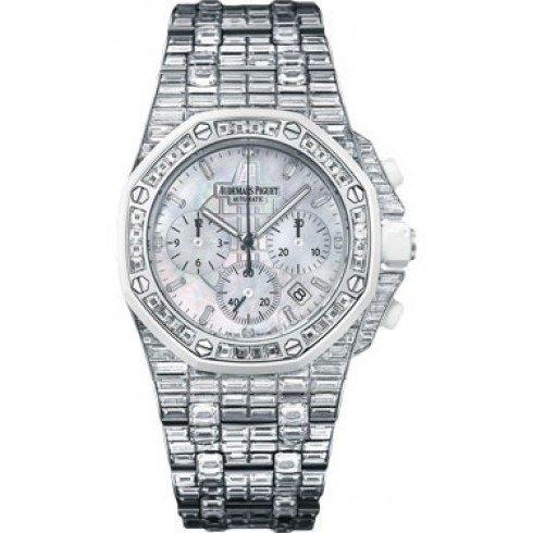 Replica Audemars Piguet Royal Oak Offshore Chronograph White Gold and Diamond Ladies Watch 26114CKZZ9181BC01 Watch
