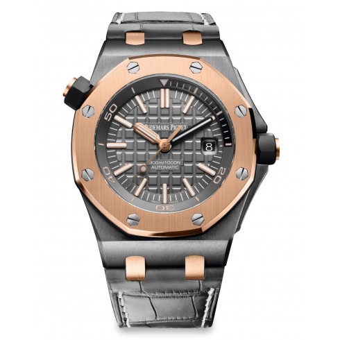 Audemars Piguet Royal Oak Offshore Diver QE II Slate Grey Dial Automatic Men's 18 Carat Pink Gold Watch 15709TR.OO.A005CR.01 watches