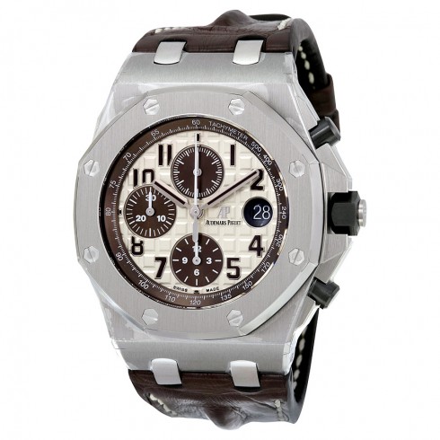 Audemars Piguet Royal Oak Offshore Ivory Dial Brown Alligator Leather Men's Watch 26470STOOA801CR01 watches