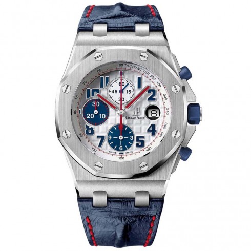 Audemars Piguet Royal Oak Offshore Silver Dial Blue Leather Men's Watch 26208STOOD305CR01 watches