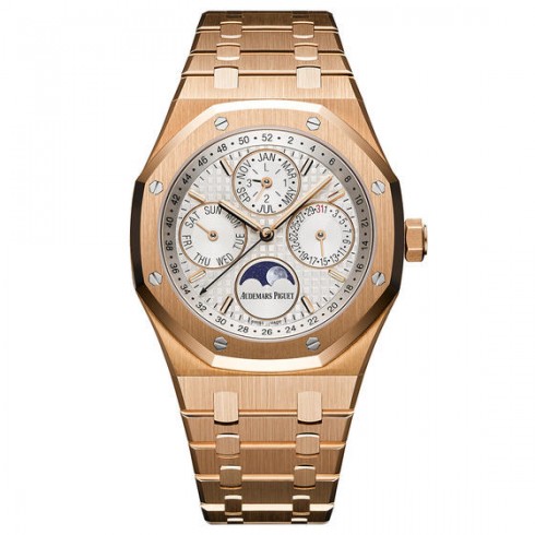 Audemars Piguet Royal Oak Prepetual Calendar Silver Dial Automatic 18 Carat Pink Gold Watch 26574OR.OO.1220OR.01 watches
