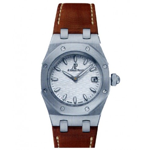 Audemars Piguet Royal Oak Silver Dial Stainless Steel Brown Leather Ladies Watch 67600ST.OO.D080VS.01 watches