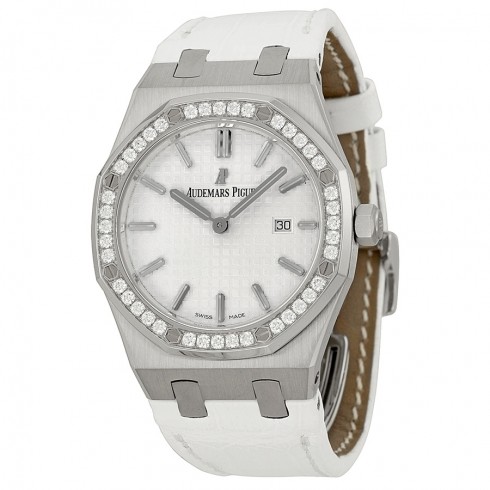 Audemars Piguet Royal Oak Silver Dial White Alligator Leather Watch 67651STZZD011CR01 watches