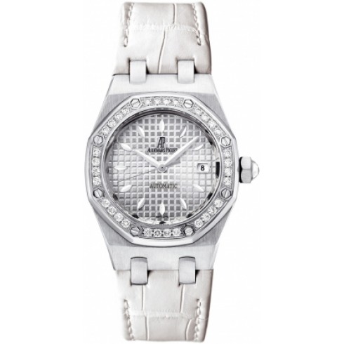 Audemars Piguet Royal Oak Silver Dial White Leather Ladies Watch 77321ST.ZZ.D012CR.01 watches