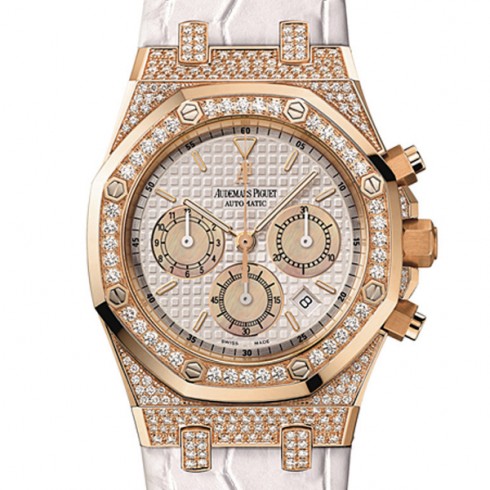 Audemars Piguet Royal Oak White Dial 18K Rose Gold Diamond Automatic Ladies Watch 26127OR.ZZ.D011CR.01 watches