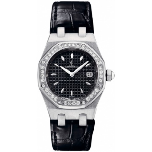 Replica Audemars Piguet Royal Oaks Diamond Black Leather Ladies Watch 67621ST.ZZ.D002CR01 Watch