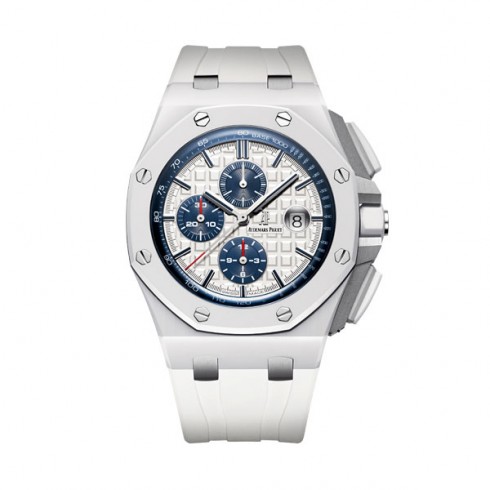 Audemars Piguet Silver Dial Ceramic White Rubber Men's Watch 26402CBOOA010CA01 watches