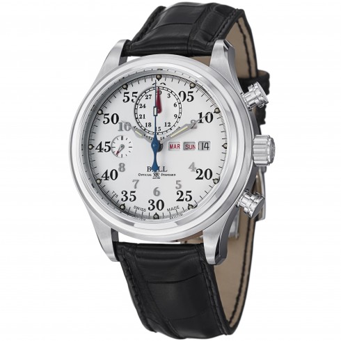 Ball Trainmaster Racer Automatic White Dial Leather Men's Watch CM1030D-L1J-WH watches