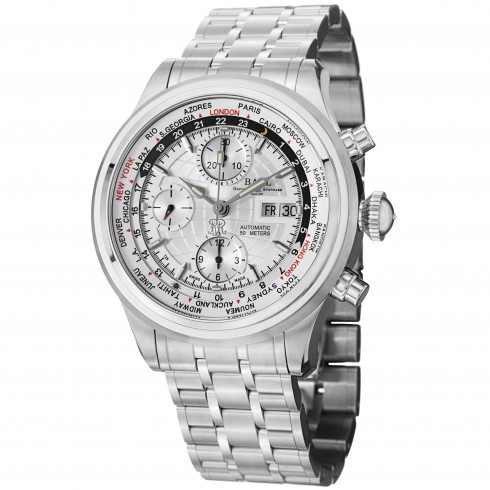 Ball Trainmaster World Time GMT Chronograph Silver Dial Men's Watch CM2052D-SJ-SL watches