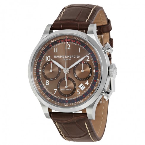 Baume and Mercier Capeland Chronograph Brown Dial Brown Leather Men's Watch 10043 watches