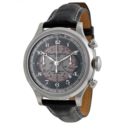 Baume and Mercier Capeland Flyback Chronograph Grey and Silver Dial Leather Men's Watch 10086 watches