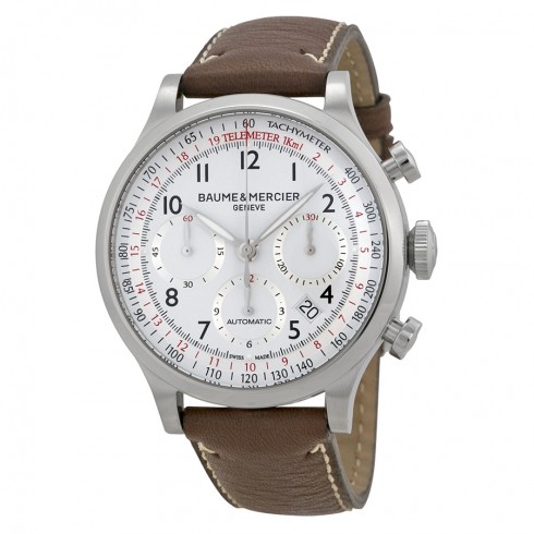 Baume and Mercier Capeland White Dial Chronograph Men's Watch 10000 watches