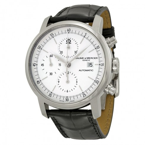 Baume and Mercier Classima Automatic Chronograph White Dial Black Leather Men's Watch 8591 watches
