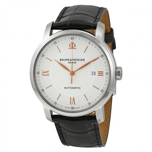 Baume and Mercier Classima Silver Dial Black Leather Automatic Men's Watch 10075 watches
